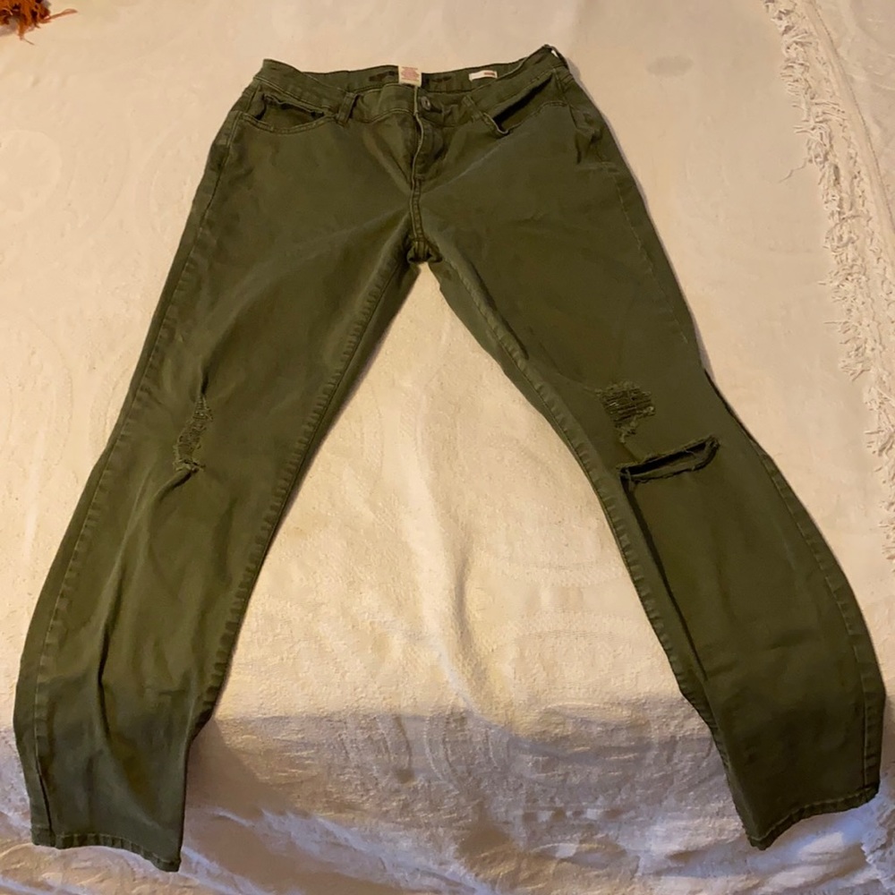 Dark green skinny jeans